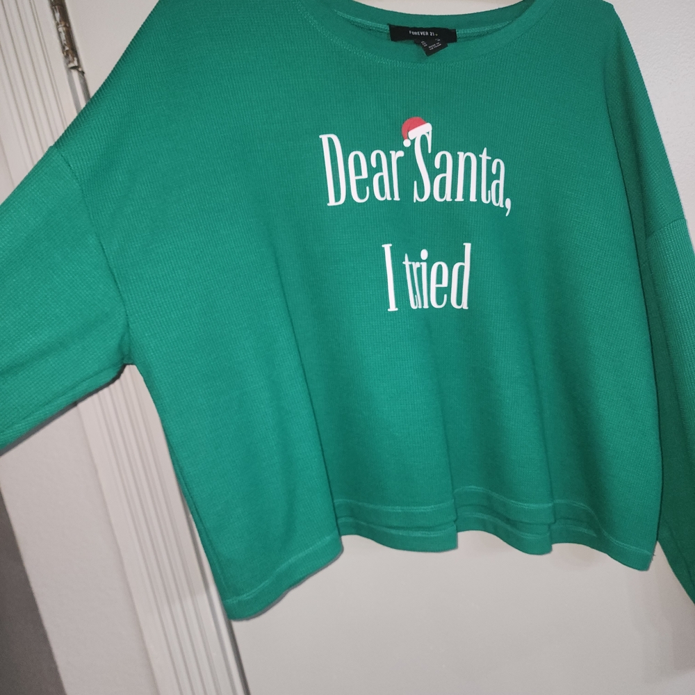 Forever 21 Green 'Dear Santa, I Tried' Top